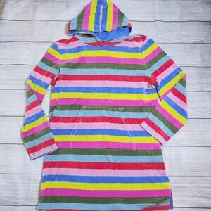 13/14 Mini Boden Striped Terry Tunic Hoodie